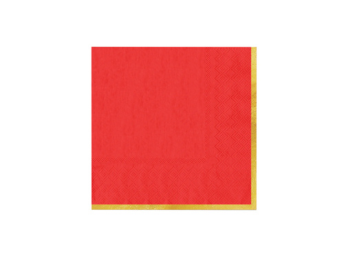 Serwetki papierowe czerwone ze złotym brzegiem - 33 cm - 10 szt.