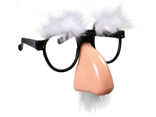 Okulary z nosem Profesorek biały - 1 szt.