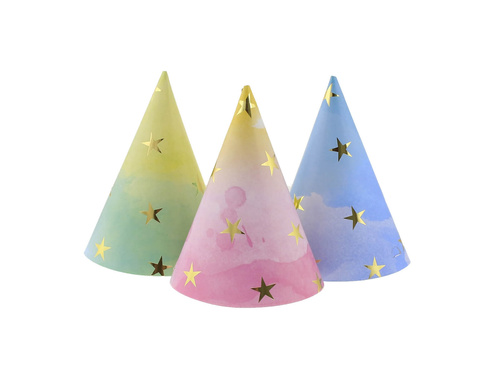 Czapeczki papierowe Złote Gwiazdki - 6 szt.