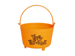 Wiaderko pomarańczowe Happy Halloween - 30 cm - 1 szt.