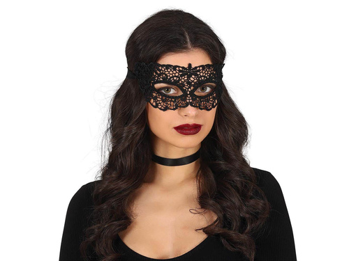 Maska karnawałowa koronkowa czarna - 1 szt.
