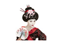 Peruka Geisha z kwiatami i pałeczkami