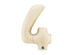 Balon foliowy cyfra 4 satynowy kremowy - 26" - 1 szt.