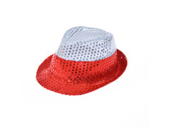 Cekinowy kapelusz kibica biało-czerwony - 1 szt.