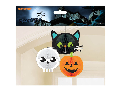 Dekoracje wiszące rozety na halloween - 3 szt.