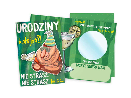 Kartka urodzinowa z lusterkiem Małpa - 1 szt.