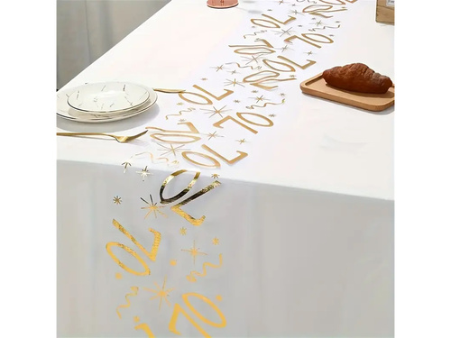 Dekoracja bieżnik na stół z nadrukiem na 70 urodziny - 28 cm x 5 m - 1 szt.