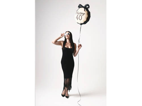 Balon foliowy z kokardą Happy "40" - 47,5 x 45 cm - 1 szt.