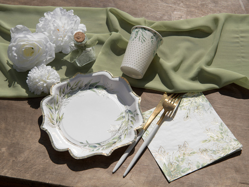 Kubeczki papierowe z listkami eukaliptusa - 270 ml - 10 szt.