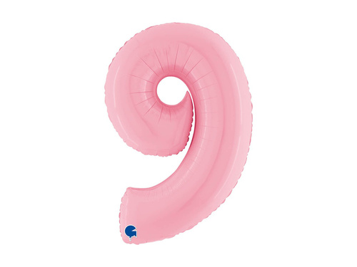 Balon foliowy cyfra 9 pastelowy różowy - 40" - 1 szt.