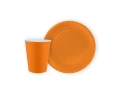 Zestaw kubeczki i talerzyki papierowe pomarańczowe - 24 szt.