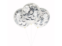 Balony lateksowe z konfetti Nietoperze - 40 cm - 5 szt.