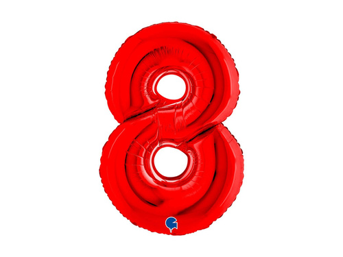 Balon foliowy cyfra 8 czerwony - 40" - 1 szt.