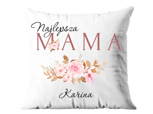 Poszewka personalizowana na dzień matki Różowe kwiaty - 1 szt.