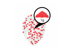 Balony przezroczyste z konfetti Serduszka czerwone - 27,5 cm - 6 szt.