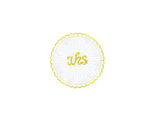 Emblemat haftowany na I Komunię Świętą IHS złoto-biały - 1 szt.