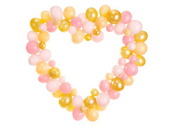 Girlanda balonowa różowo-złota ze stelażem Serce - 104 elementy