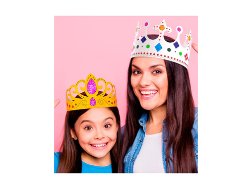 Zestaw 6 papierowych koron do malowania - 3 wzory - mix