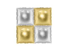 Balony foliowe Kwadraty złoto-srebrne - 35 x 35 cm - 4 szt.