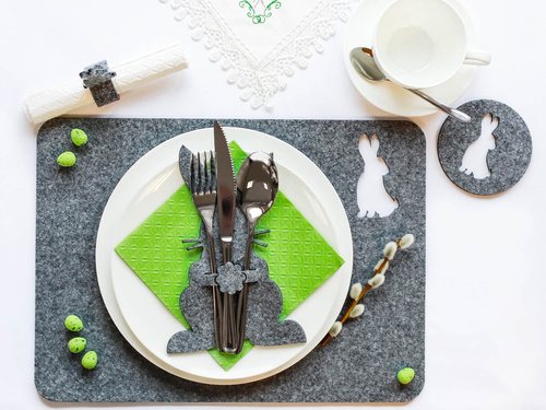 Etui na sztućce z filcu - Zajączek Wielkanocny - 2 szt.