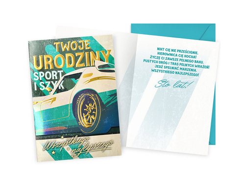 Kartka na urodziny Sportowe Auto - 1 szt.