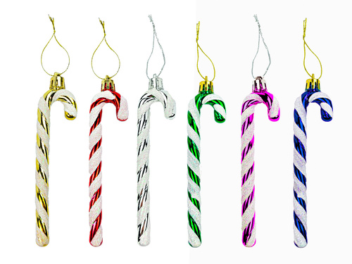 Zawieszki Laska cukrowa mix kolorów - 6 szt.