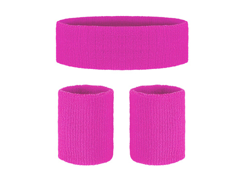 Opaski neonowe różowe Disco lata 80-te - 3 szt.