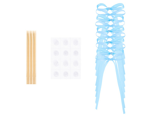 Pikery na Tort Kokardki - niebieskie - 10 szt.
