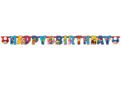 Baner urodzinowy Happy Birthday Super Mario - 190 cm - 1 szt.