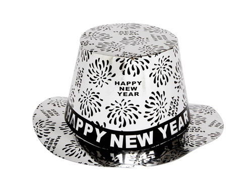 Kapelusz Happy New Year srebrny - 1 szt.