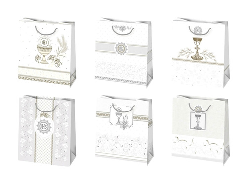 Torba ozdobna Komunię z brokatem - 19 x 23 x 10,5 cm - 1 szt.