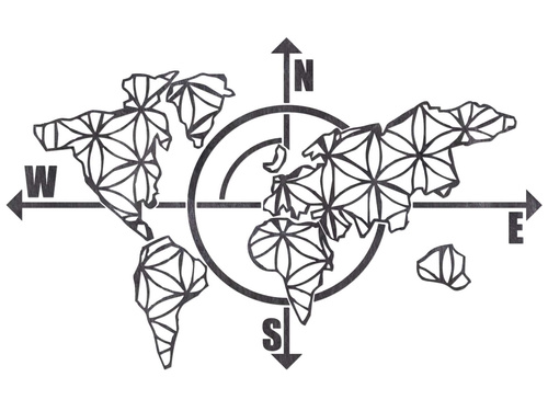 Dekoracja na ścianę Mapa świata - 1 komplet