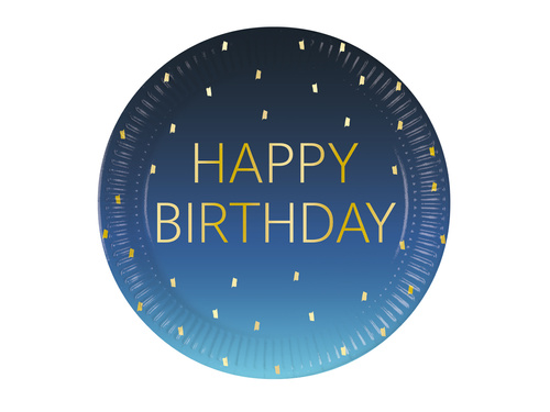Talerzyki papierowe na urodziny Happy Birthday - 23 cm - 8 szt.