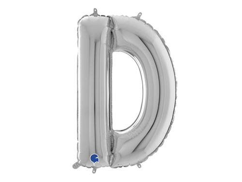 Balon foliowy srebrna litera D - 66 cm - 1 szt.