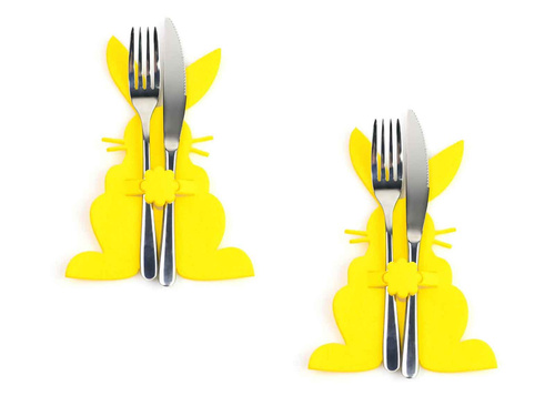 Etui na sztućce z miękkiego filcu - Zajączek Wielkanocny - 2 szt.