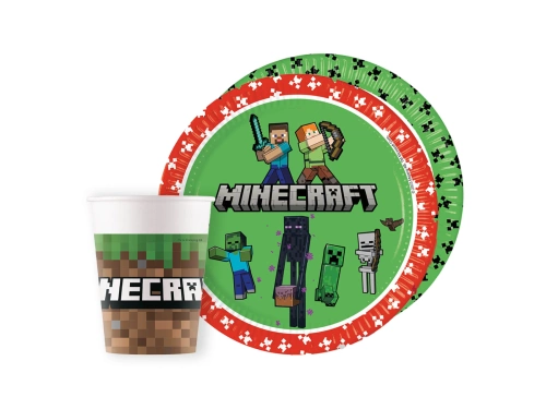 Zestaw kubeczki + talerzyki papierowe Mineraft - 16 szt.