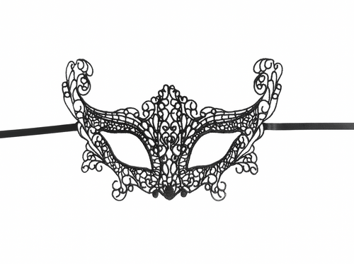 Koronkowa maska karnawałowa czarna - 1 szt.