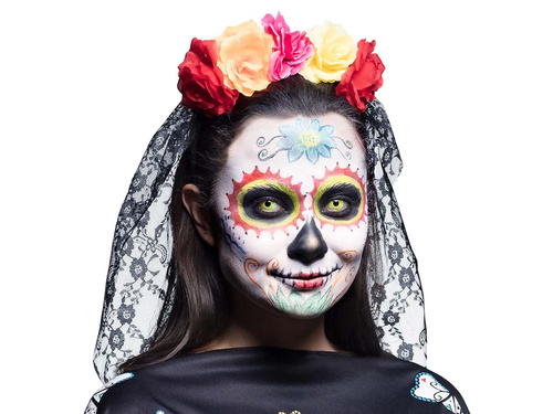 Opaska z welonem i kwiatami - 1 szt.