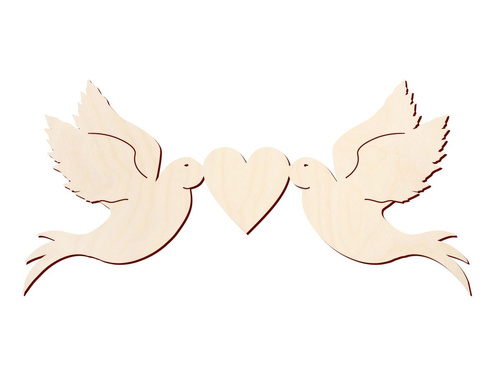 Dekoracja drewniana 2 gołąbki z sercem