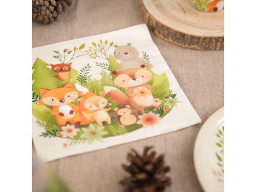 Serwetki urodzinowe Leśni przyjaciele - 33 cm - 10 szt.