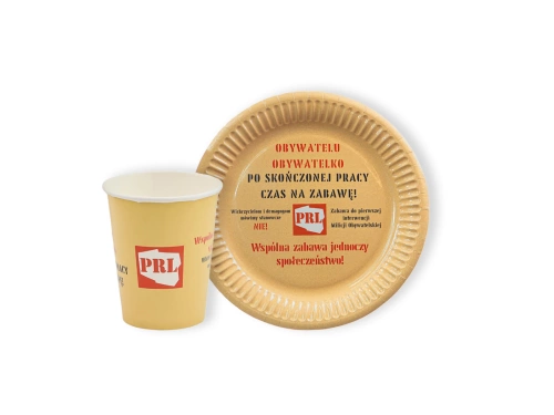 Zestaw kubeczki + talerzyki papierowe PRL - 24 szt.