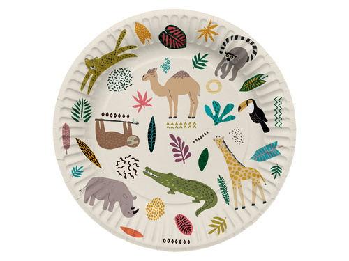 Talerzyki papierowe na urodziny Zoo - 23 cm - 8 szt.