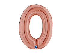 Balon foliowy cyfra 0 złoty róż - 14" - 1 szt.