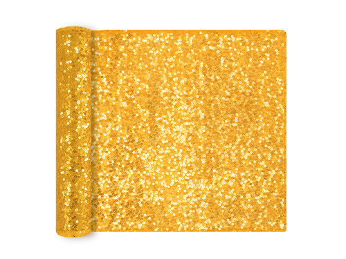 Dekoracja bieżnik cekinowy na stół - złoty - 28 cm x 2 m - 1 szt.