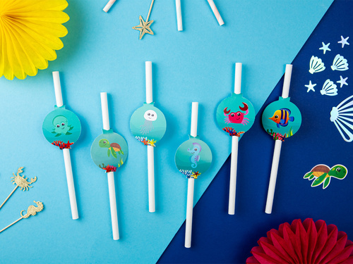 Słomki urodzinowe Podwodny Świat - 6 szt.