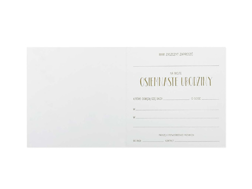 Zaproszenia z kopertą na osiemnastkę - 5 szt.