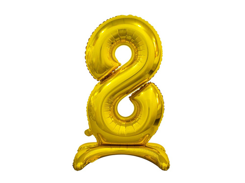 Balon foliowy stojący cyfra 8 złota - 74 cm