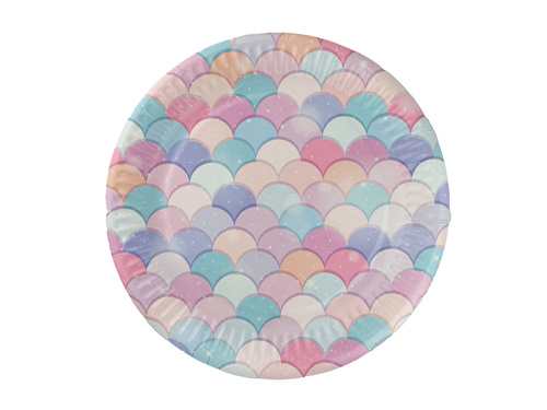 Talerzyki papierowe na urodziny Syrenka - 18 cm - 6 szt.