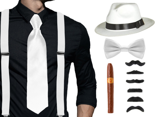 Zestaw gangstera biały - 1 komplet.