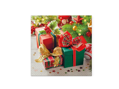 Serwetki bożonarodzeniowe Prezenty - 33 cm - 20 szt.